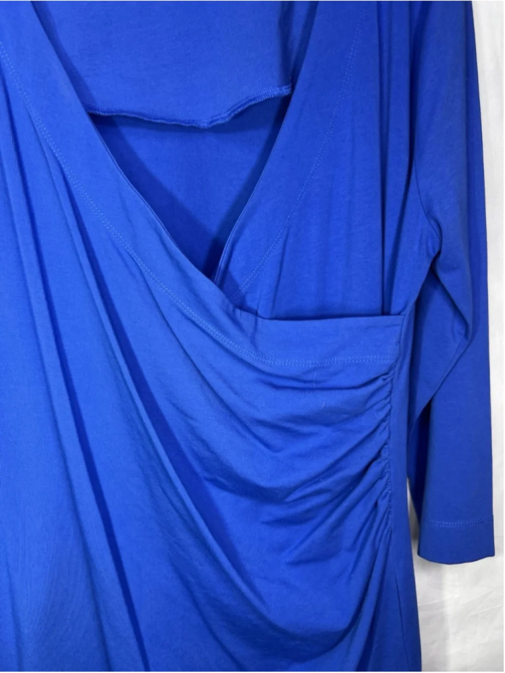 Soft Surroundings Hyannis Faux Wrap Midi Dress Blue Large Tall Casual Career